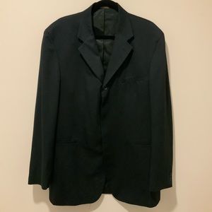 J FERRAR hidden button black suit jacket